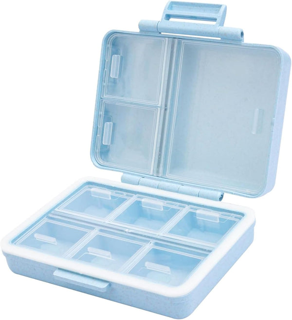 Wopanxye Travel Pill Organizer, 9 Compartments Portable Medicine Storage Box, BPA-Free, Double Lock,