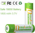 16650 Rechargeable Battery (2-Pack), 1800mAh 3.7V Li-ion with Button Top for Flashlights