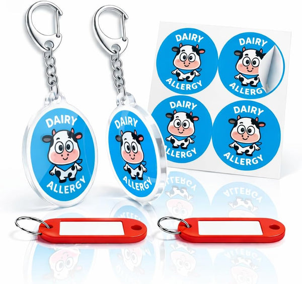 Sovelirix Nut Peanut Dairy Shellfish Wheat Egg Allergy Alert Keychain Set, Food Allergy