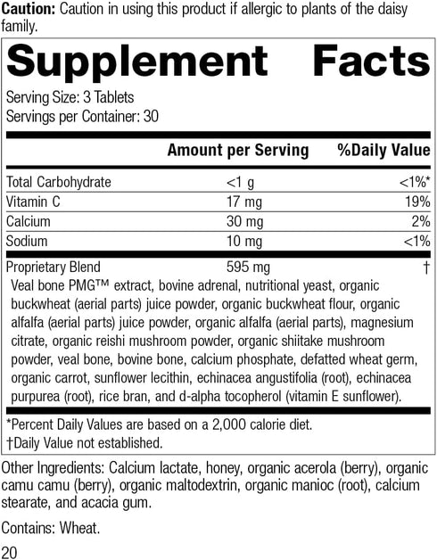 Standard Process Cataplex C - Immune Support, Adrenal Support, and Skin and Bone Health Supplement with Vitamin C, Magnesium Citrate, Calcium, Sunflower Lecithin, and More - 90 Tablets