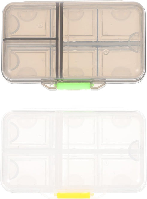 SOPOTUTU Portable Medicine Organizer Box 2pcs, 9-Compartment Weekly Pill Container, Large Capacity Travel