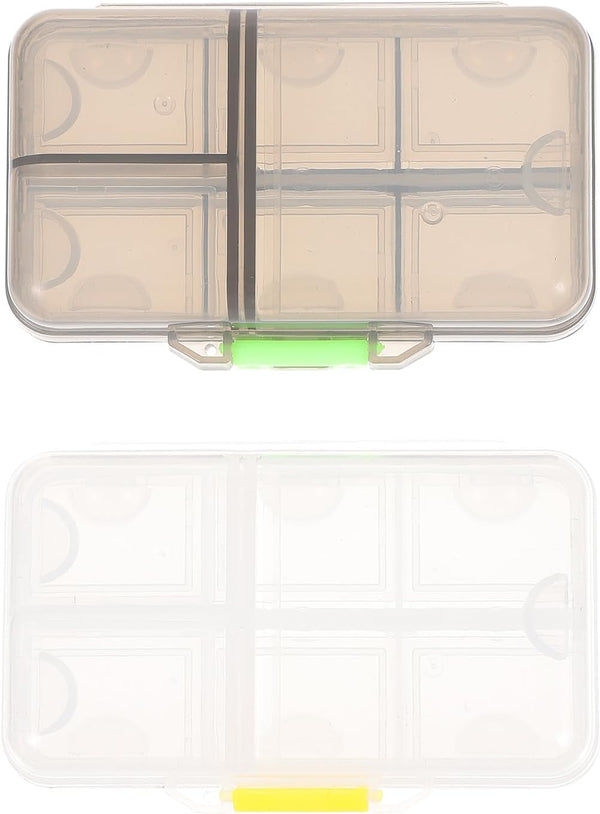 SOPOTUTU Portable Medicine Organizer Box 2pcs, 9-Compartment Weekly Pill Container, Large Capacity Travel