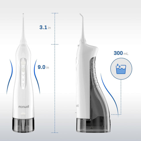 Water Flosser Cordless, Mornwell Water Flossers for Teeth, 300ML Tank, 4 Jet Tips, Rechargeable