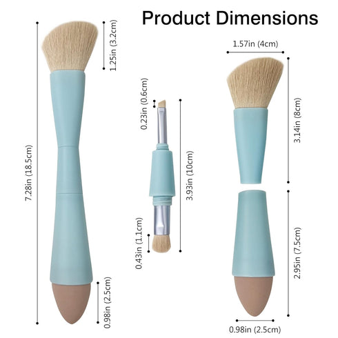 Multi-Tasker 4-in-1 Makeup Brush - Vegan & Travel-Friendly All-in-One Beauty Tool for On-the-Go Glam