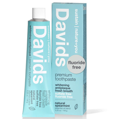 Davids Fluoride Free Toothpaste, Teeth Whitening, Antiplaque, Natural Spearmint, 5.25oz, Made in USA