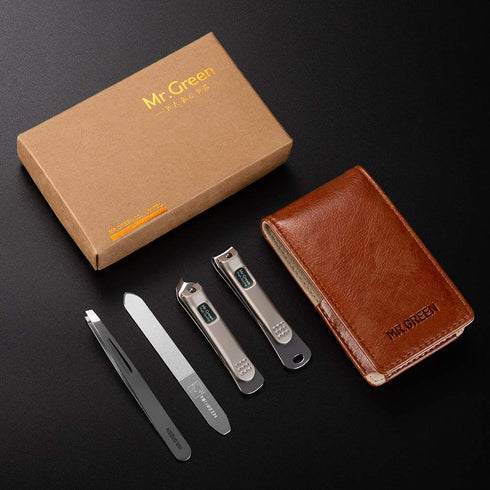 MR.GREEN Nail Clipper 4Pcs Set, Stainless Steel Manicure Pedicure Kit with Travel Case Gift Box