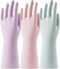 COOLJOB 3 Pairs Reusable Rubber Gloves - Grippy Latex Dish Washing Gloves with Flocked Cotton Liner, Medium