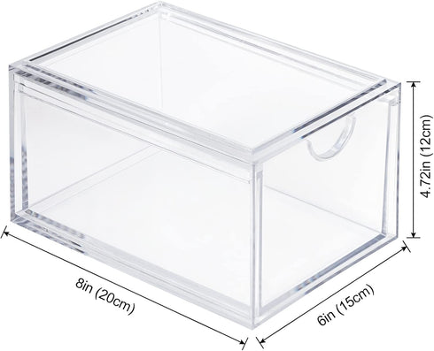 Stackable Acrylic Clear Cosmetic Organizer Drawers, Makeup Storage Container for Skin Care, Hair Accessories, Set of 2