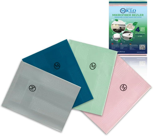 Microfiber Cleaning Cloth Set of 4, Magic Cloth, All Purpose, Super Absorbent, Ultrasoft, 16'' x 24'', Salmon Series