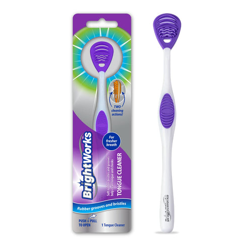 Tongue Cleaner 3-Pack with Gentle Cheek Scraper, Two-Sided Head for Fresh Breath