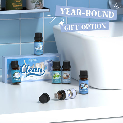 SALUBRITO Clean Fragrance Oils Set - Premium Essential Oils Set for Diffuser, Candle, Soap Making - Fresh Cotton