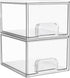 Vtopmart 2 Pack Clear Stackable Storage Drawers, 4.4'' Tall Acrylic Organizer for Bathroom, Vanity, Kitchen Cabinets,