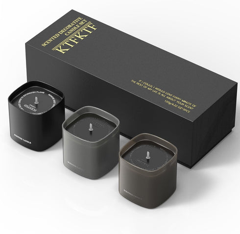 Set 3 Pack Men's Scented Candle Gift - Natural Soy Candles for Men,Teakwood, Sandalwood & Vanilla - Masculine