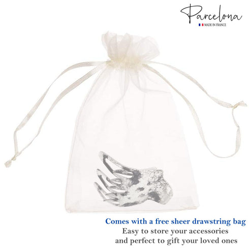 Parcelona French Paw Yoga Hair Claw Clip - White Black, Wide Side Slide In