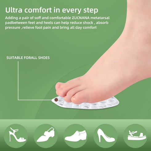 Metatarsal Pads for Women - Non-Slip High Heel Cushion, Soft Foot Pads for Ball of Foot Pain Relief (3 pairs: