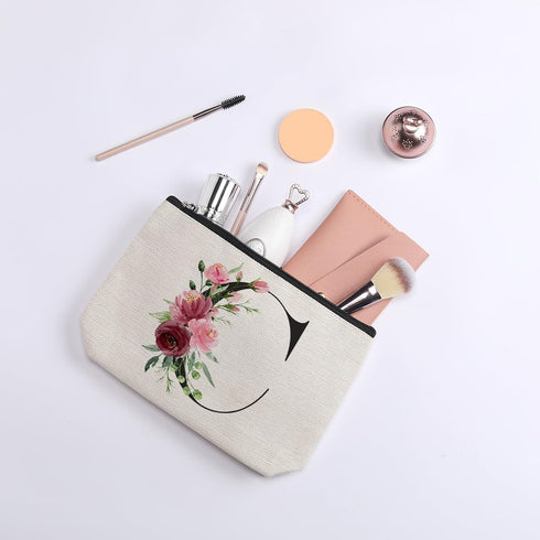 Birthday Gifts for Women, A-Z Personalized Makeup Bag, Monogrammed Travel Toiletry Organizer Zipper Pouch