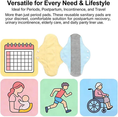 Zmuhyrd (15Pcs) Graphene Reusable Incontinence Pads, Leak-Proof & Waterproof Washable Incontinence Pads, Graphene