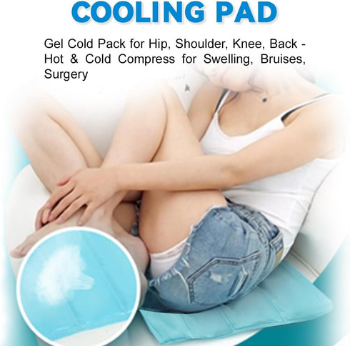 Gel Cooling Mat, Ice Cooling Cold Mat for Pain Relief, Hot Cold Therapy Pack for Back, Shoulder, Knee, Belly (Green