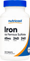 Nutricost Iron (As Ferrous Sulfate) 65mg | 240 Tablets - Non-GMO, Gluten Free
