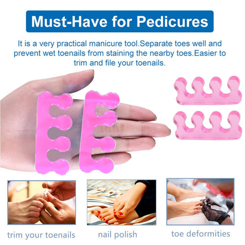 Pedicure Toe Separators for Bunion Relief, Orthopedic Gel Toenail Dividers, Washable Toe Spacers for Separation