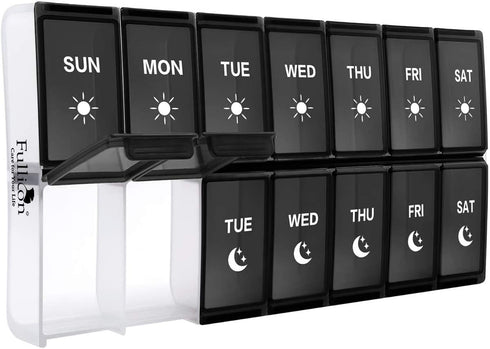 XL Weekly Pill Organizer, Fullicon Extra Large Daily Pill Box for Twice a Day Vitamin/Fish Oil/Supplements