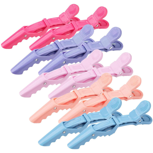 Plastic Non-Slip Hair Clips for Women, Professional Alligator Styling Clips (10PCS Macaroon)