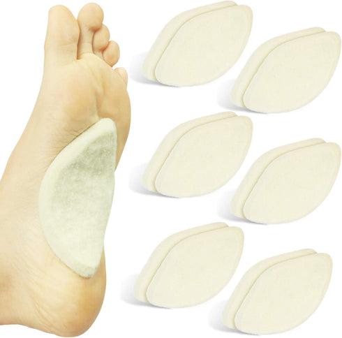 ViveSole Arch Supports for Women & Men - 12 Pack Felt Insert with Adhesive - Foot Pads for Shoes, Sandals, and Boots