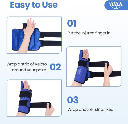 Hilph Large Thumb Wrist Ice Pack - Reusable Gel Ice Wrap for Carpal Tunnel & Tenosynovitis Pain Relief