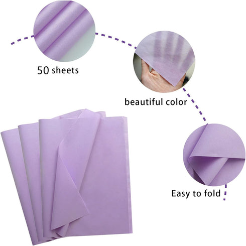 50 Sheets 20"X28" Full Size Lavender Purple Tissue Paper for Gift Wrapping and Party Decoration