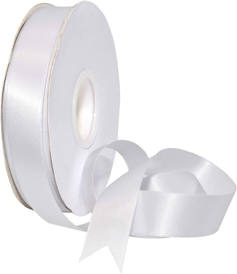Morex Ribbon Double Face Satin Ribbon 7/8" X 50 YD White Ribbon for Gift Wrapping, Birthday Gift Cards, Wedding Gifts