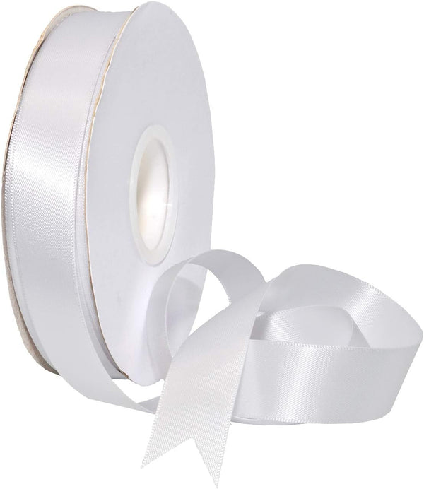 Morex Ribbon Double Face Satin Ribbon 7/8" X 50 YD White Ribbon for Gift Wrapping, Birthday Gift Cards, Wedding Gifts