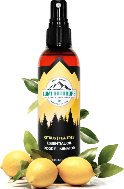 Lumi Outdoors Natural Shoe Deodorizer Spray & Odor Eliminator - Essential Oil Fresh Citrus Tea Tree Odor Eater
