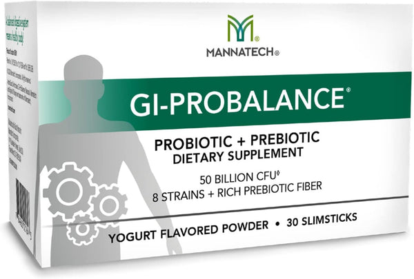 Mannatech Prebiotics and Probiotics, 30 Slimsticks, Yogurt Flavor, GI-ProBalance w/MannaBiotic Blend, Pre and