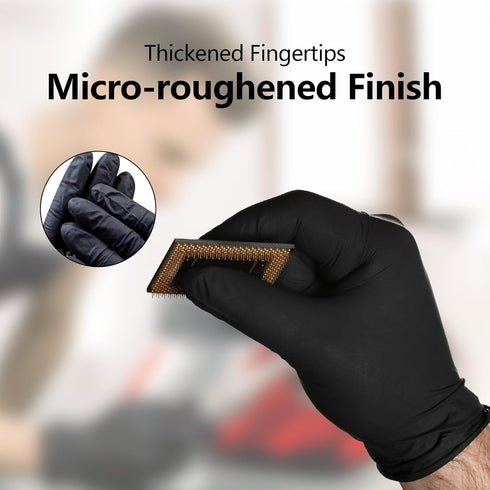 Disposable Latex Free Nitrile Gloves, 100 Pcs Black Cleaning Powder Free