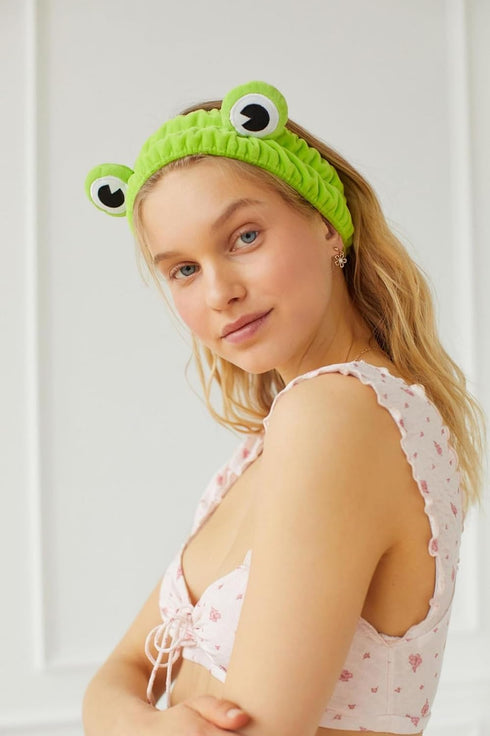 Makeup Headbands for Women - Frog Headband Cute Spa Animal Facial Hair Band for Washing Face, Soft Elastic Skincare