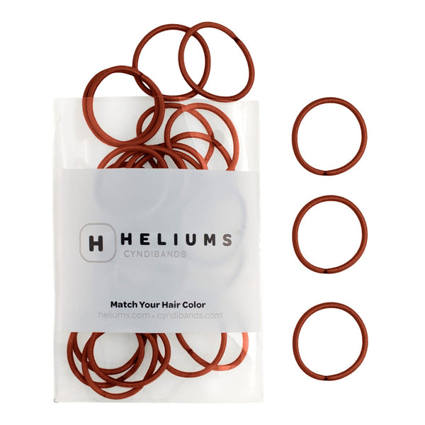 Heliums Small Hair Ties - Auburn Red, No Damage Mini 1 Inch Reusable 2mm Elastics for Thin Hair and Kids