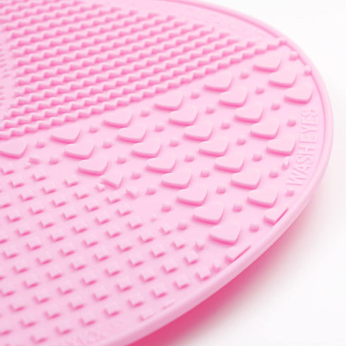 Makeup Brush Cleaner Mat, Silicone Brush Cleaning Pad Big Size with Suction Cup for Makeup Brush Cleaning (Pink)