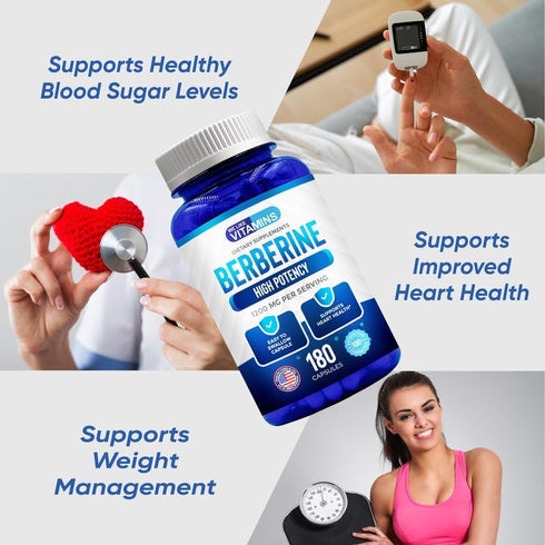 We Like Vitamins Berberine 1200mg Pure Max Strength, 180 Gluten-Free Vegetarian Capsules