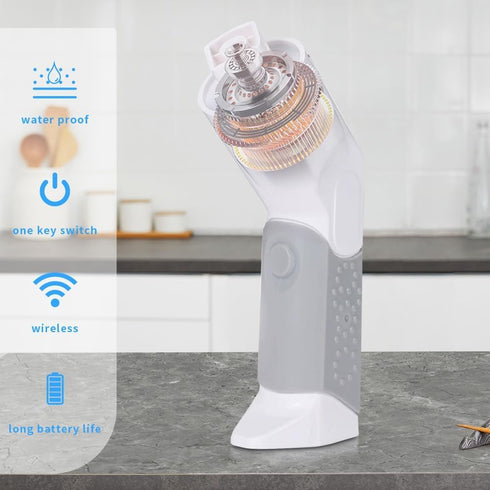 OBEST Electric Spin Scrubber, Power Scrubber Cordless,Bathroom Scrubber Rechargeable Shower Scrubber for Cleaning Tub Tile Floor Sink Window with 2 Replaceable Cleaning Brush Heads (White) by OBEST