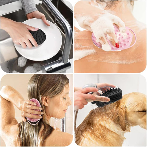Silicone Body Scrubber, 2 Pcs Exfoliating Shower Scrubber, 2 in 1 Silicone Brush for All Skin Men Women Kids
