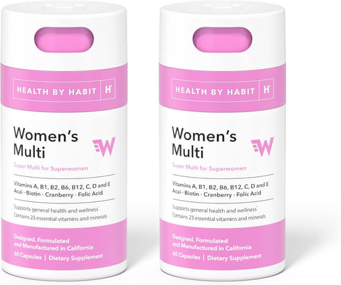 Health by Habit Womens Multi Supplement 2 Pack, 120 Capsules with 23 Essential Vitamins and Minerals