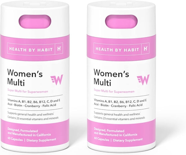 Health by Habit Womens Multi Supplement 2 Pack, 120 Capsules with 23 Essential Vitamins and Minerals