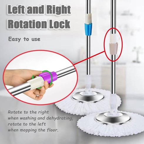 Extended Spin Mop Replacement Handle, Upgraded 60-inch 360 Degrees Rotating Telescopic Mop Stick for Cleaning System