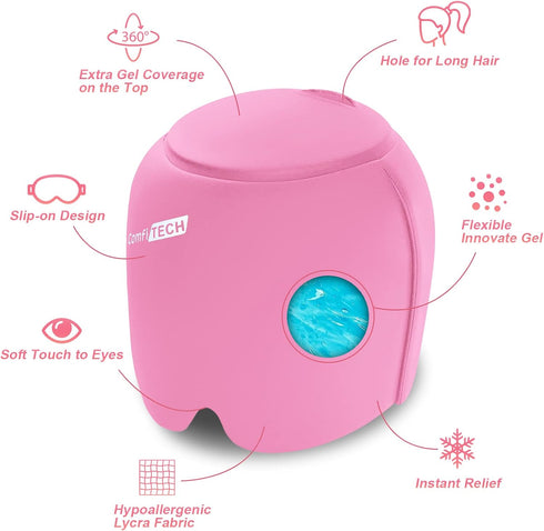 Comfitech Head Ice Wrap, Cold Cap Cooling Gel Hat for Head (Pink)