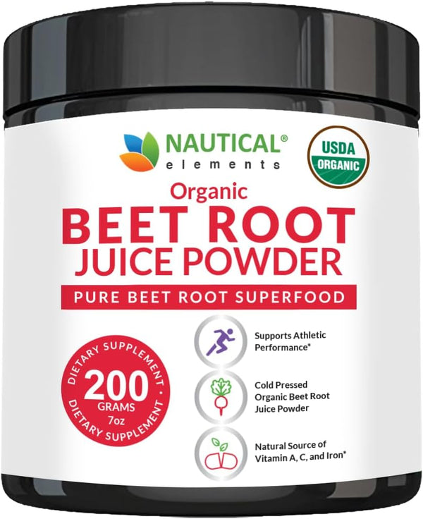 Organic Beet Juice Powder - Cold Pressed 20:1 Concentrate - Nitric Oxide Circulation Support - 57 Servings, 7oz