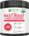 Organic Beet Juice Powder - Cold Pressed 20:1 Concentrate - Nitric Oxide Circulation Support - 57 Servings, 7oz