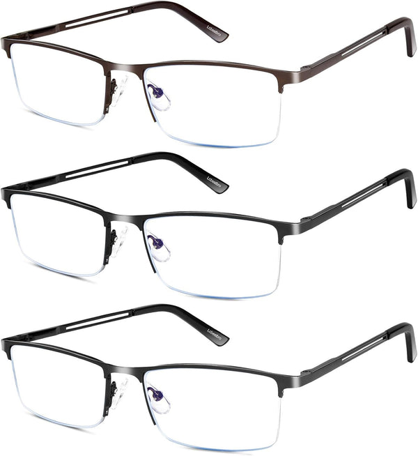 Reading Glasses for Men, 3.0 Blue Light Blocking Metal Readers