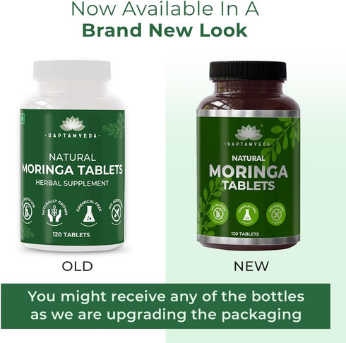 Natural Moringa Tablets, Drumstick Leaf Tablets (120 Tablets) - 500mg Each | Natural Multi-Vitamin | Rich in Anti-Oxidant, Immunity Booster | Good for Hair & Skin from India Farms