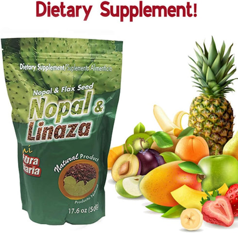 Nopal & Linaza Dietary Supplement, Nopal Cactus and Flax Seed Fiber, 17.6 oz