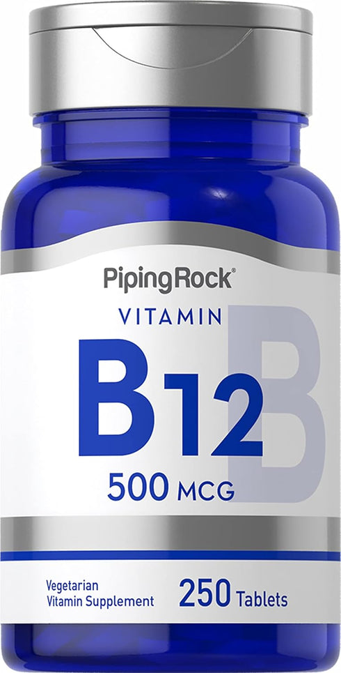 Piping Rock Vitamin B-12 | 500 mcg | 250 Tablets | Non-GMO, Gluten Free Supplement